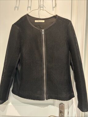 Peter Nygard Black Textured Mesh Zip Jacket👵MT